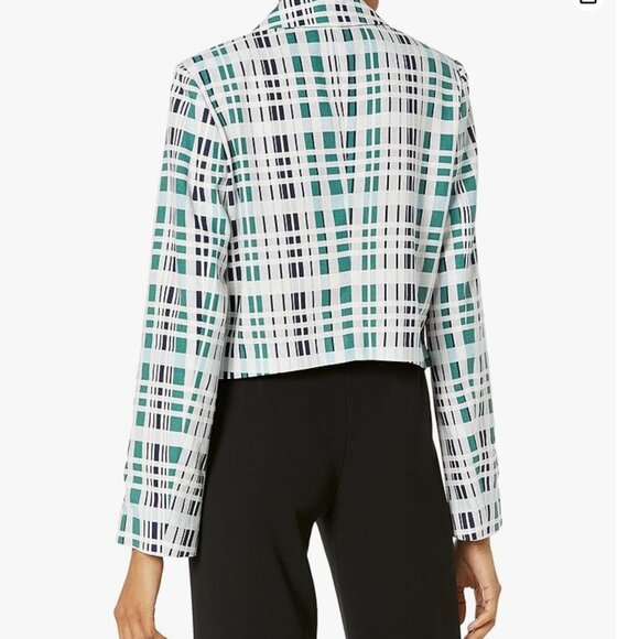 BCBGMaxAzria Green Plaid Cropped Blazer M - Picture 2 of 6